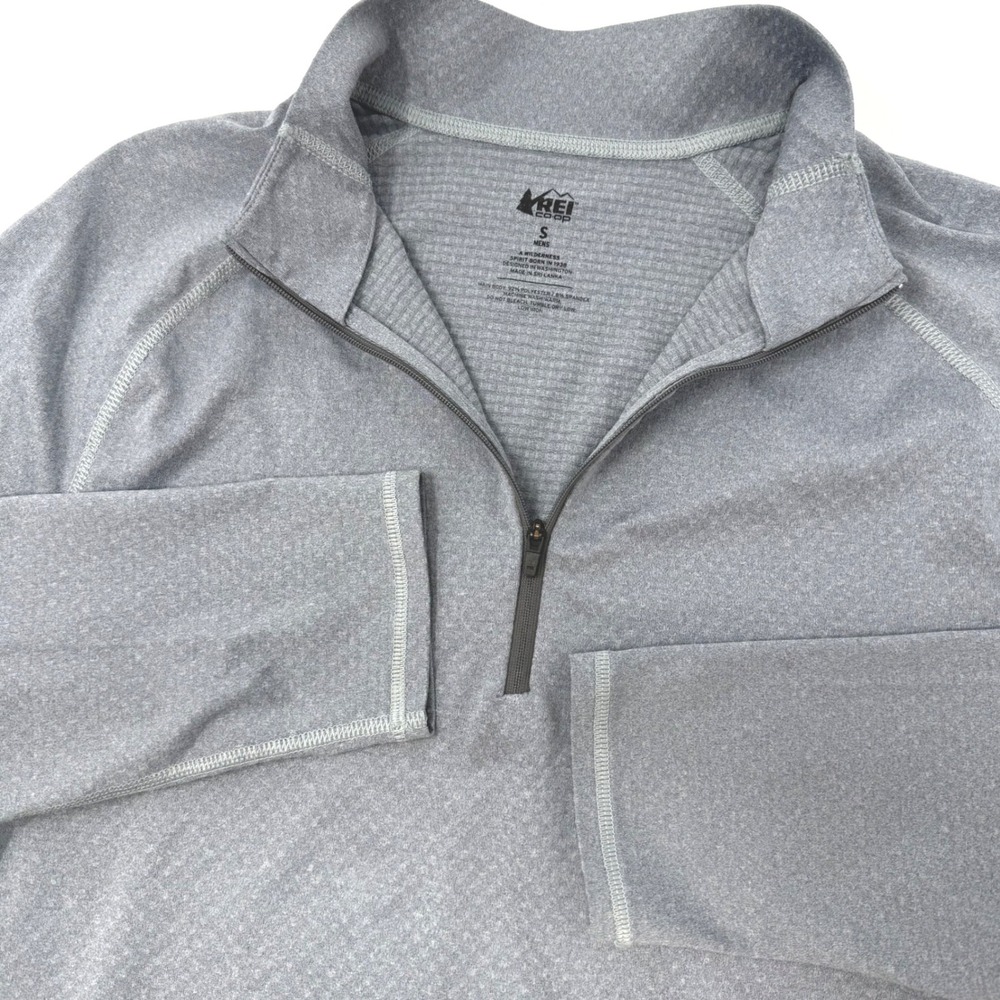 REI Co-op Mens Small Gray 1/4 Zip Pullover Long Sleeve Active Base Layer